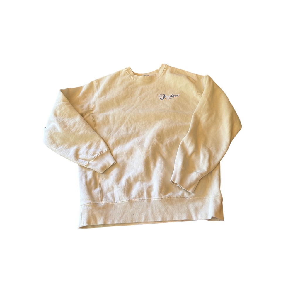 Heavy Weight Barstool Golf Sweatshirt Cream USA Flag Graphic Crewneck Mens L